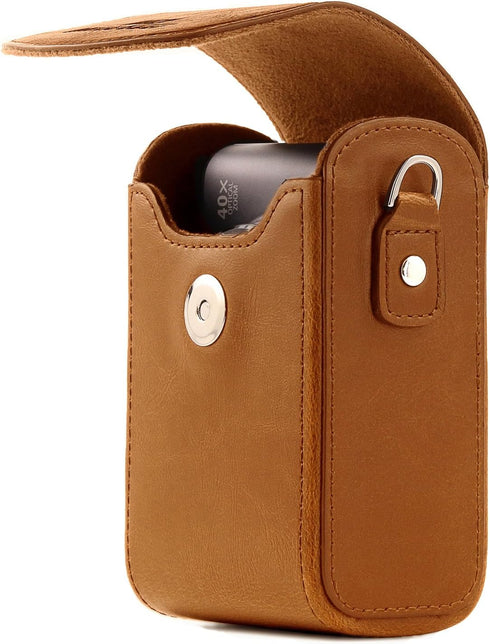 MegaGear Leather Camera Case with Strap Compatible with Canon PowerShot G7 X Mark III, G7 X Mark II, G7 X - MG768 Light Brown...