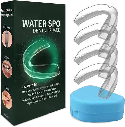 WATER SPO+Mouthguard for Sleeping,Mouth Guard,Night Guards Nighttime Protection Teeth,4 Pcs Mouth Guard for Sleeping at Night,Mouth Guards for Cle...