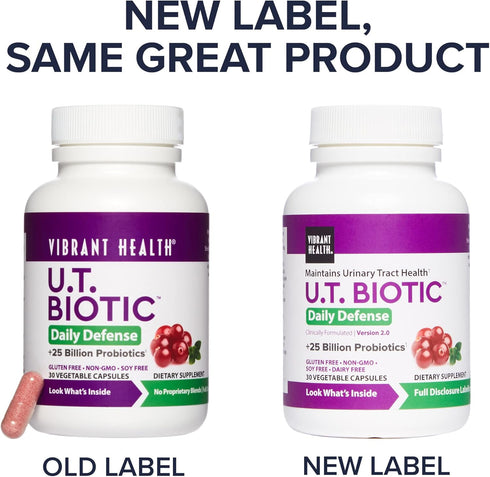 Vibrant Health, U.T. Biotic, Probiotic Support for Bladder and Urinary Health, 30 Capsules...