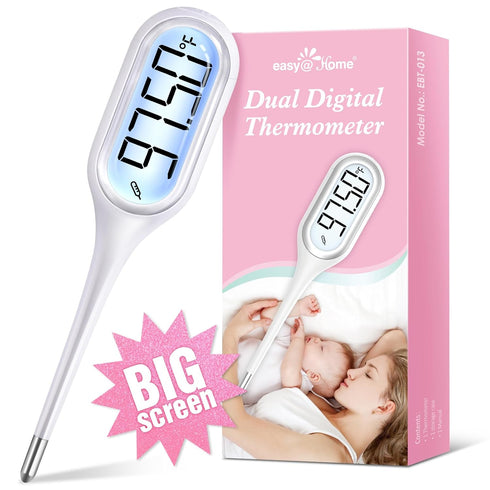 Digital Basal Body Thermometer: Easy@Home Accurate BBT for Ovulation Tracking & Fast Oral Thermometer with Large LCD Backlit Display | 1/100th Deg...
