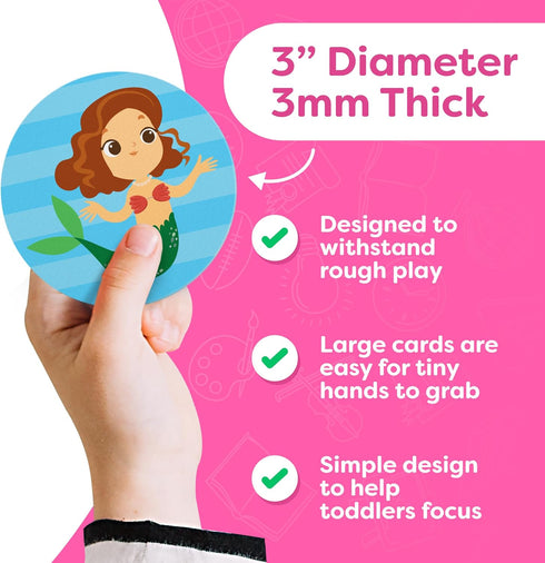Girls Matching Memory Game for Kids - 32pc Mermaid Games Concentration Memory Card Matching Games for Children Preschool Toddler Memory Games for ...