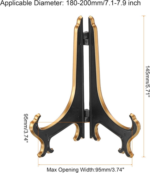 PATIKIL 6" Acrylic Decorative Plate Stand Holder, 2 Pack Table Use Foldable Picture Easel Frame Holder for Displaying Photos, Card, Canvases, Blac...