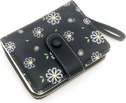 Cute Short Women Wallet, Bifold Card Holder Purse, Fancy Floral Money Pouch, Birthday Christmas Valentine's Day Gift for Female Ladies Girls...