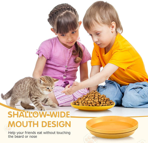 4 Pcs Whisker Fatigue Relief Cat Bowl Shallow Cat Food Dish 6 Inch Cat Wet Feeding Bowls Wide and Short Legged Cat and Small Pet Plate for Kittens...