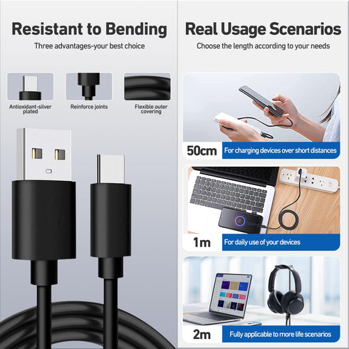 Adhiper USB C Charging Cable for Anker Soundcore Life Q35/Q30/Q20+/Space Q45 Headphones, USB C Charger Cord for Anker Liberty 4/3 Pro, Life P2/P3,...
