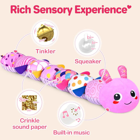 KMUYSL Baby Toys 0 to 12 Months, Musical Stuffed Animal Toys for 0-3-6-12 Months, Soft Sensory Toys with Crinkle and Rattles, Infant Tummy Time To...