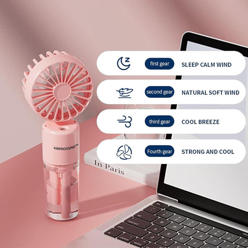 Portable Handheld Misting Fan?Rechargeable Battery Operated Spray Water Mist Fan Foldable?4 Speeds?Small Personal Cooling Fans for Outdoor,Travel,...