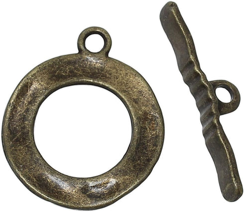 28 Sets Bronze Tone Antiqued Round Hammered Bracelet Toggle Clasps - Findings, DIY Crafts, Jewelry Making...