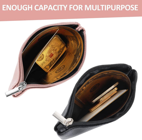 simarro 2Pcs Lychee Pattern Coin Purse, PU Zipper Portable Coin Purse Mini Change Wallet Coin Pocket for Women Credit Card ID Key Headset Lipstick...