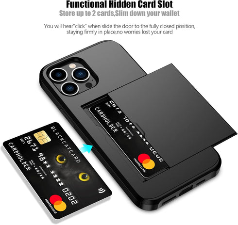 Nvollnoe for iPhone 12 Pro Max Case with Card Holder Heavy Duty Protective Dual Layer Shockproof Hidden Card Slot Slim Wallet Case for iPhone 12 P...