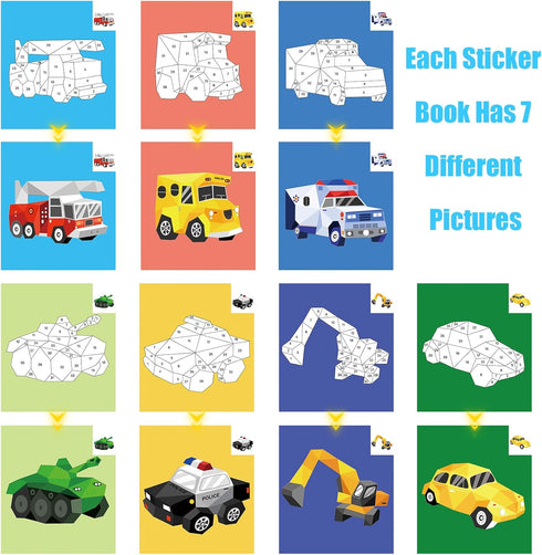 Vehicle Sticker Book for Kids Ages 4-8, Crafts for Kids Ages 4-8 Sticker Paint Books Boys and Girls Birthday Gifts Party Favor, Travel Toys Car St...