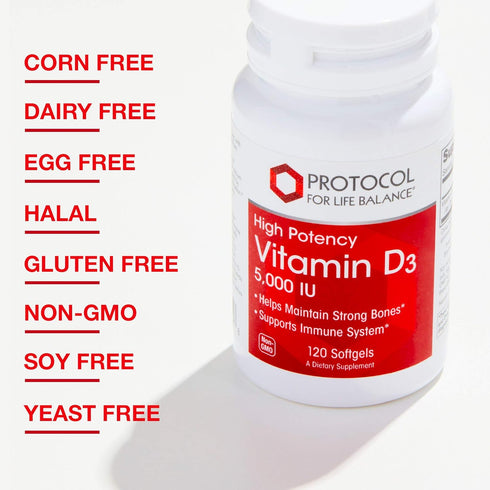 Protocol Vitamin D3 5,000 IU - Bone & Teeth Support* - Dietary Supplement for Immunity & Bone Mineralization* - Extra Virgin Olive Oil - Non-GMO, ...