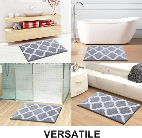 OLANLY Bathroom Rugs 24x16, Soft and Absorbent Microfiber Bath Rugs, Non-Slip Shaggy Shower Carpet, Machine Wash Dry, Bath Mats for Bathroom Floor...