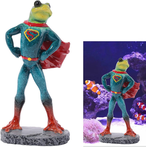 Underwater Landscape Resin Figurine - A Frog in Muscle Outfit Ornament for Aquarium...