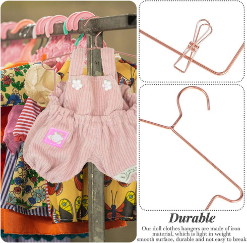 5 Sets Doll Hanger Clothes Hanger Accessories Little Hangers Mini Hangers Coat Hanger Dress Outfit Girl Dolls Doll Stands for 18 Inch Dolls Iron B...