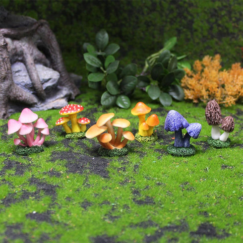 ONEST 6 Pieces Mini Mushroom Figurines Fairy Garden Mushrooms Ornaments for Outdoor Home Decorations...