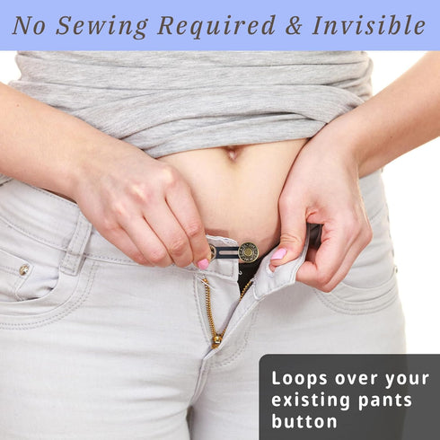 6PCS Extender Button for Jeans Pants, Silicone Pants Waist Extender Button No Sew Metal Adjustment Pants Waist Extension for Trousers Collars, Cuf...