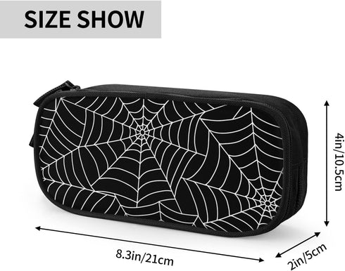 Large Capacity Black Spider Web Pencil Case with Zippers Storage Pouch Holder Pencil Box Marker Organizer Bag with Compartments for Office Supplie...