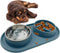 BNOSDM Slow Feeder Dog Bowls Double Puppy Slow Feeder No Spill Non-Skid Silicone Mat Dry Food Slow Eating Bowl Removable Stainless Steel Pet Bowls...