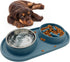 BNOSDM Slow Feeder Dog Bowls Double Puppy Slow Feeder No Spill Non-Skid Silicone Mat Dry Food Slow Eating Bowl Removable Stainless Steel Pet Bowls...