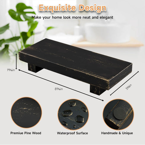 HGF Wood Pedestal Stand Risers for Decor, 8.7'' x 3.5'' Small Farmhouse Wooden Riser Soap Stand for Table Countertop Kitchen Sink Decor, Footed Tr...