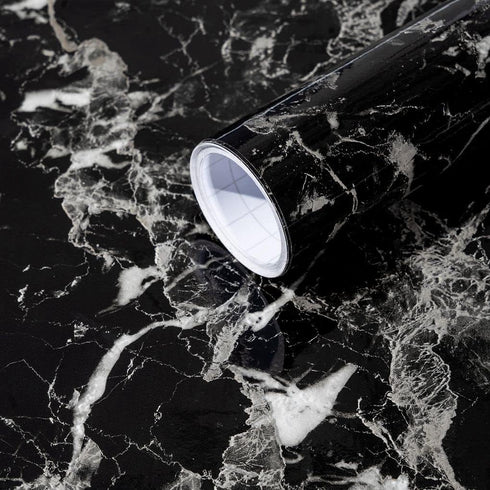 Arthome Black Marble Contact Paper,15.7"x120" Self Adhesive Wallpaper,Peel and Stick Black Paper Removable Decorative Film for Desk,Kitchen,Counte...
