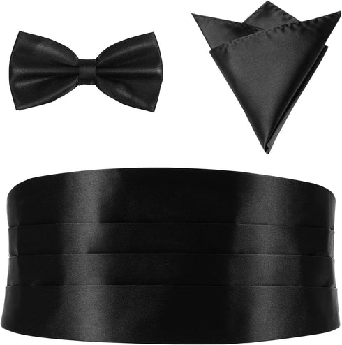 SUPVOX Mens Belt Mens Belt Mens Belt 3Pcs Cummerbund Bowtie Handkerchief Set Mens Tie Sets Adjustable Tuxedo Dress Girdle for Parties Weddings Pro...