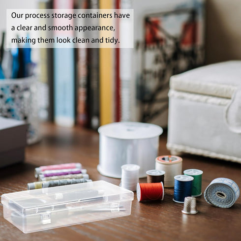10 Pcak 6'' Plastic Storage Boxes, Small Storage Containers with Hinged Lids, Rectangle Clear Boxes for Beads, Jewelry, Game Pieces, Pens and Craf...