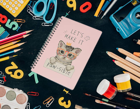 Yansanido Spiral Notebook, 4 Pcs A5 Thick Cat Design Hardcover 8mm Ruled 4 Color 80 Sheets -160 Pages Journals for Study and Notes (Cat)...