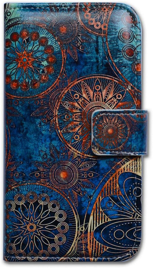 Case for Galaxy S21 Plus 5G, Gorgeous Colours Circle Mandala Leather Flip Phone Case Wallet Cover with Card Slot Holder Kickstand for Samsung Gala...