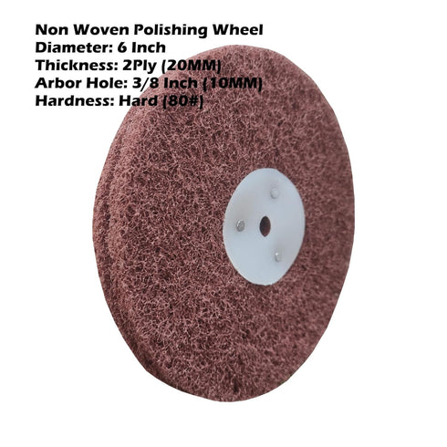 3PC 6 Inch x 2 Section Non Woven Polishing Wheel Kit for Bench Grinder with 10MM Arbor Hole Each 1PC Hard/Medium/Soft...