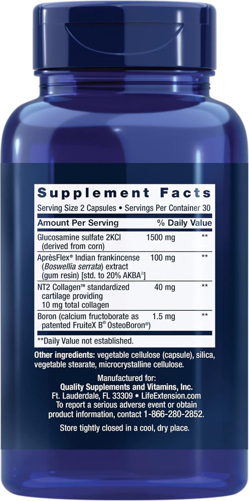 Life Extension ArthroMax® Advanced NT2 Collagen™ & AprèsFlex®, glucosamine sulfate, Boswellia (Indian frankincense), joint health, mobility, glute...
