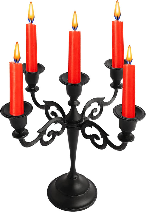 Rely+ 5 Arm Matte Black Candelabra Taper Candle Holders Decorations Indoor Kitchen Décor Table Candles Candlestick Candelabra Centerpiece Gothic H...