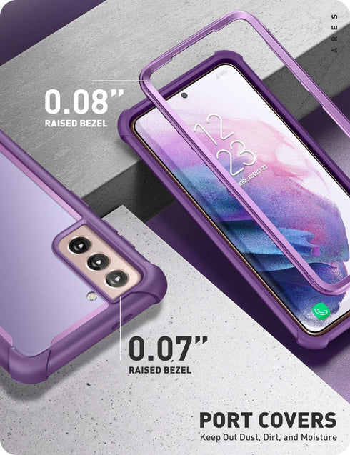 i-Blason Ares Series Case Designed for Galaxy S21 5G (2021 Release), Rugged Clear Bumper Case Without Built-in Screen Protector (Purple)...