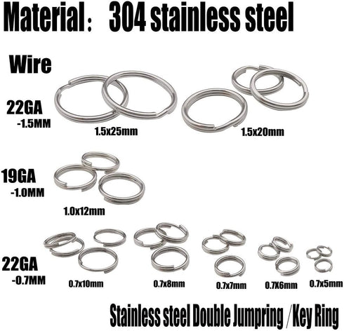 600pcs Stainless Steel Jump Rings Double Loop Jump Rings Mini Connector Key Rings for Jewelry Making Necklaces Bracelet Earrings (0.7x5mm-12648)...
