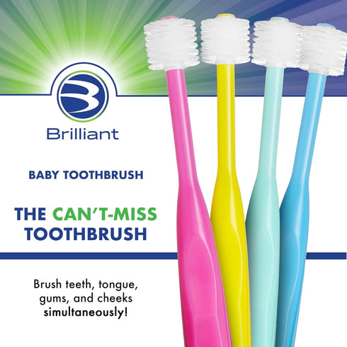 Brilliant Oral Care Baby Toothbrush with Soft Bristles and Round Head, for a Toddler Approved, Easy to Use All-Around Clean Mouth, Ages 0-2 Years,...