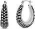 Oxidized Sterling Silver Beaded Texture Oval Black Hoop Earrings for Women...