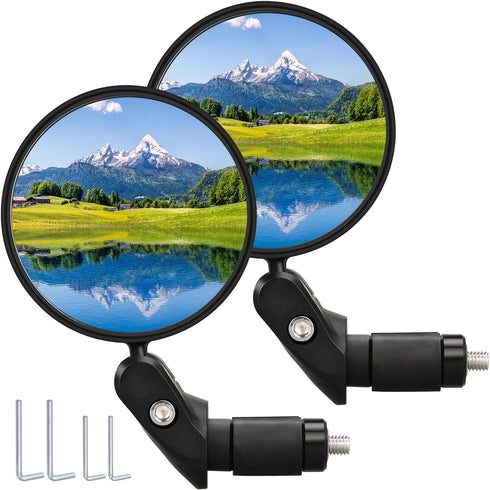 Handlebar Bike Mirror, 2pcs Bicycle Rearview Mirror Set, HD Safety Bike Rear View Mirror, Adjustable Handlebar Mounted Convex Mirror with Allen Wr...