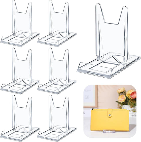 6 Packs Adjustable Purse Display Stand Clear Acrylic Handbag Stand Holder for Wallet Purses Handbag Bag Jewelry Display Organizer for Party Weddin...