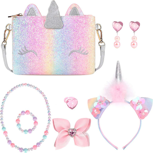 mibasies Unicorn Purse for Little Girls Kids Dress Up Jewelry Toddler Gifts Set...