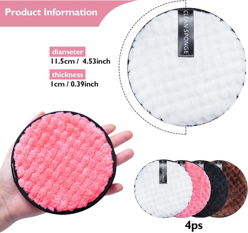 4pcs Reusable Makeup Remover Cotton Pineapple Lattice Round Water Cleanser Super Soft and Eco-Friendly...