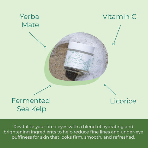 Vitamin C Kelp Eye Gel Toning & Age Defying Skincare for Puffiness, Under Eye Bags & Dark Circles Cooling Youthful Glow for Women & Men - 1 Oz...