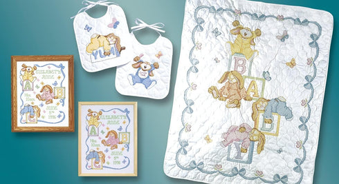 Janlynn Sleepy Bunnies Bibs Stamped Cross Stitch Kit-9-1/2 X11 Set of 2...