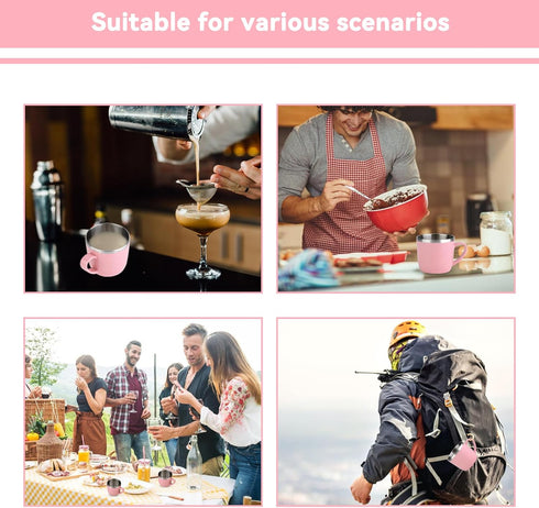 220ml Pink Coffee Cup, Stainless Steel Insulated Pot Coffee Mug with Handle for Water Coffee Juice Milk, Home, School, Outdoor(Pink)...