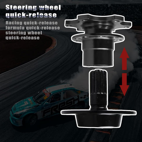 Pack-1 Car Steering Wheel Quick Release, 3.34" x 2.75" Alloy 6 Hole Racing Modification Steering Wheel Device, Wheel Heightening Adapter, Universa...
