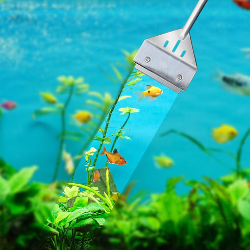 Kirecoo Algae Scraper for Glass Aquariums, 25.6" Fish Tank Cleaner, Stainless Steel Aquarium Glass Algae Scraper for Fish Tank with 10 Blades, Aqu...