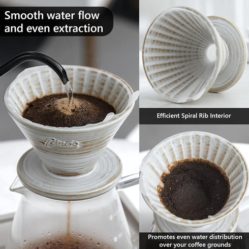 Bincoo Ceramic Coffee Dripper 1-2 Cup,V60 Pour Over Cone Coffee Maker Size 01 for Home Baristas-Easy Manual Brew Maker Gift,Planet Pour Over Coffe...