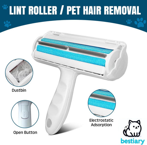 Pet Hair Removal and Lint Roller | Bestiary Reusable Pet Hair Remover for Dogs and Cats | Pet Fur and Lint Removal from Furniture, Clothing, Beds,...
