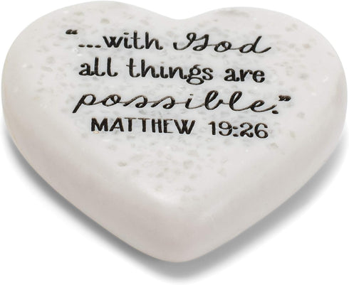 Lighthouse Christian Products All Things are Possible Scripture Heart 2.25 x 2.25 Cast Stone Plaque...