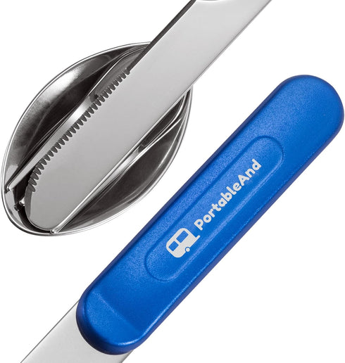 PortableAnd Travel Cutlery 3 PCS Camping Utensil Set with Spoon, Fork, Knife & Bottle Opener Best Gift for Travel, Outdoor Backpacking Flatware wi...